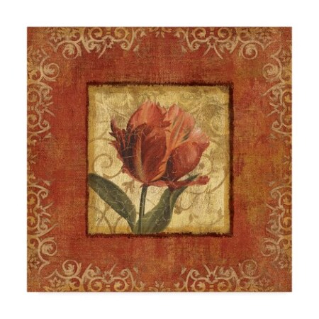 Trademark Fine Art Lisa Audit 'Red and Gold Flower I' Canvas Art, 14x14 ALI31458-C1414GG